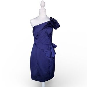 Cartise Satin One Shoulder off Sheath Peplum Purple Party Graduation Dress Sz 8